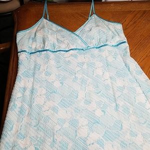 Floral blue white silver summer dress